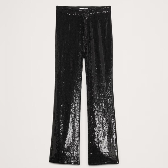 Banana Republic Black Sequin Wide-Leg Pants - Picture 10 of 13